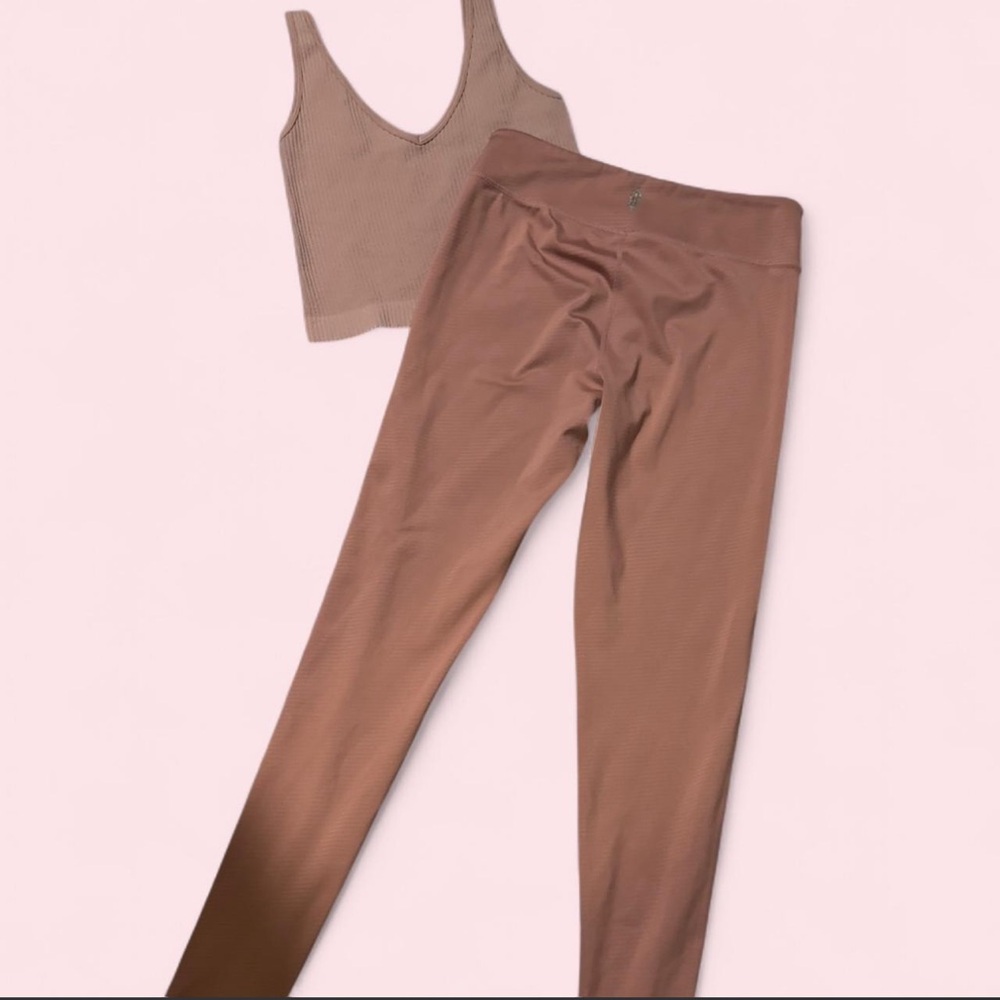 Free people movement pink Ribbed Tank and Leggings Set